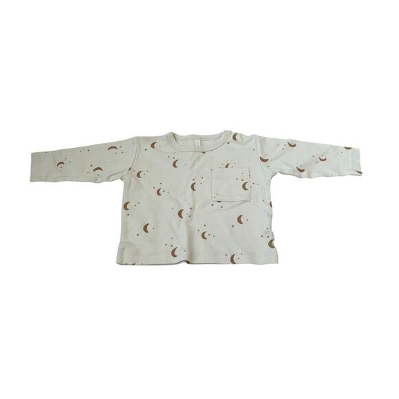 Quincy Mae Baby Cream Moons Long Sleeve Pocket Tee Size 6-12 M - Picture 2 of 5